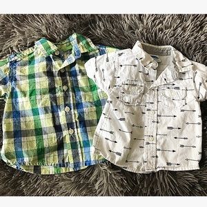 Two button up shirts, size 6-9 months.
